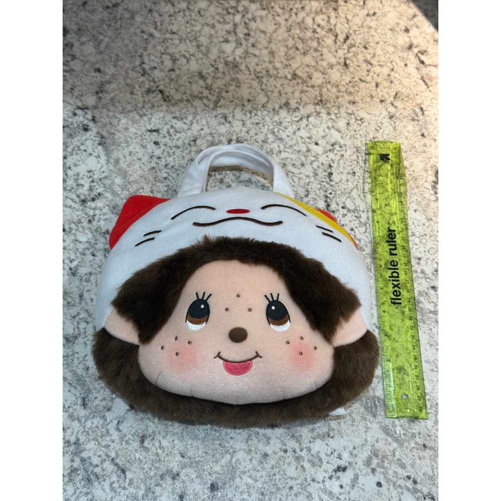 Monchhichi Plush Handbag Kids OS White Excellent Lucky Cat Maneki-neko 2016